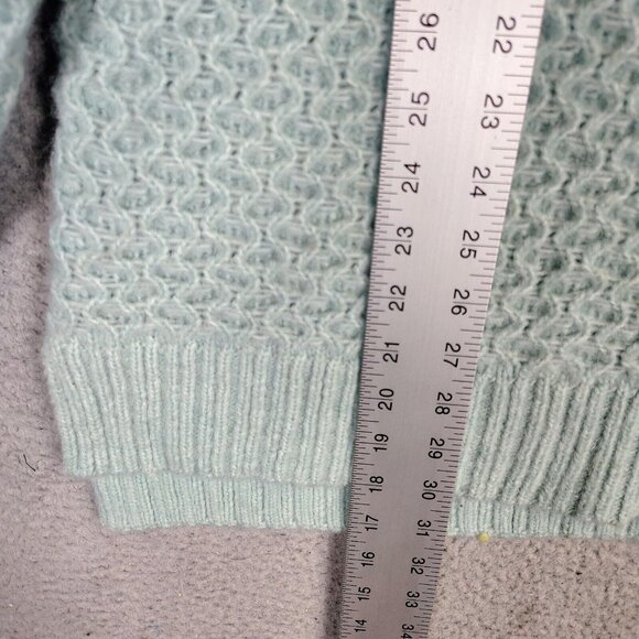 Anthropologie Sweater Women XL Blue Chunky Knit Mock Neck Tunic Fisherman Preppy - Picture 10 of 12